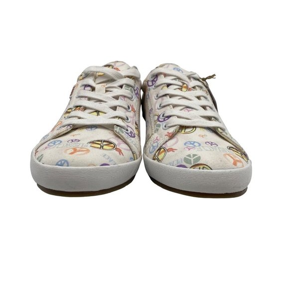 Taos Pink & Yellow Peace Sign Star Canvas Sneaker Women's Footwear 9 - Picture 6 of 11